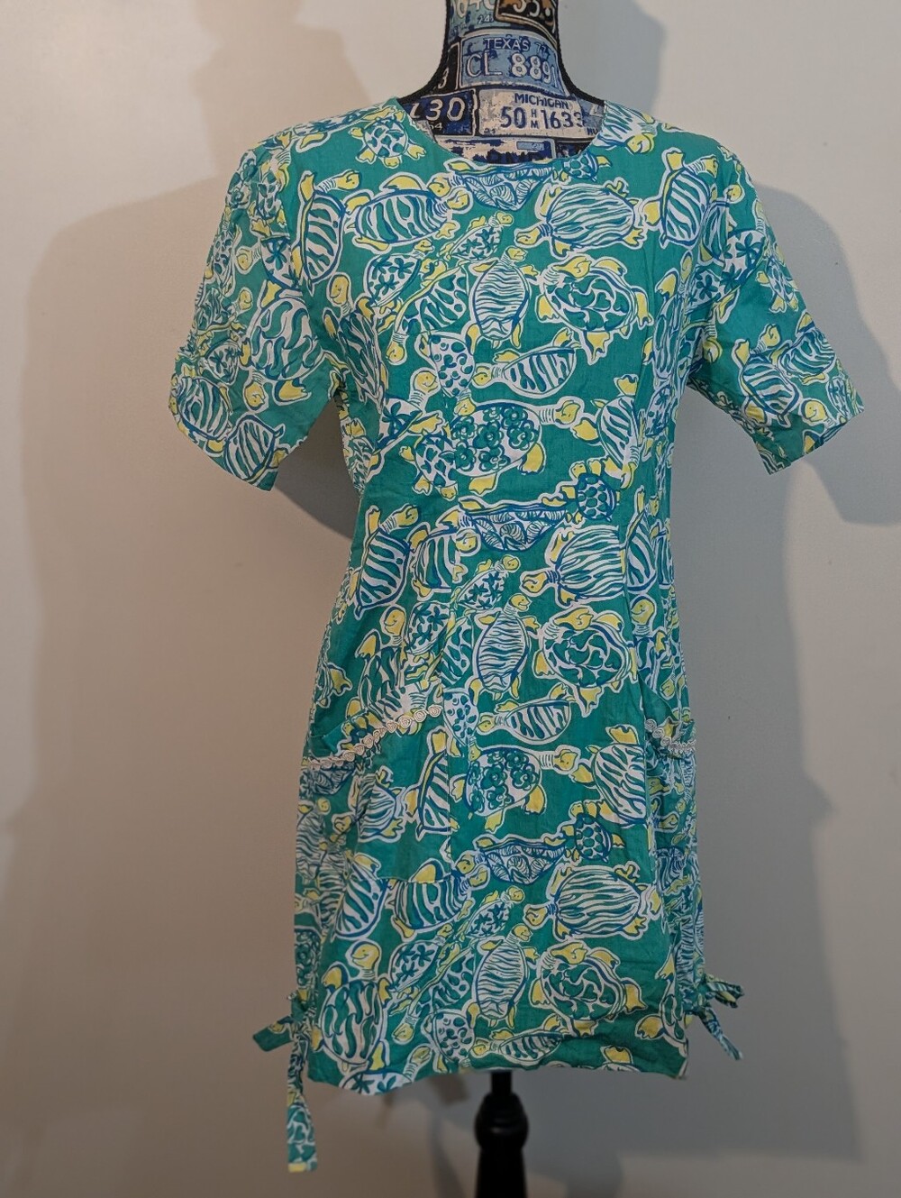 Lily Pulitzer Green Turtle Print Mini Shift Pocket Dress